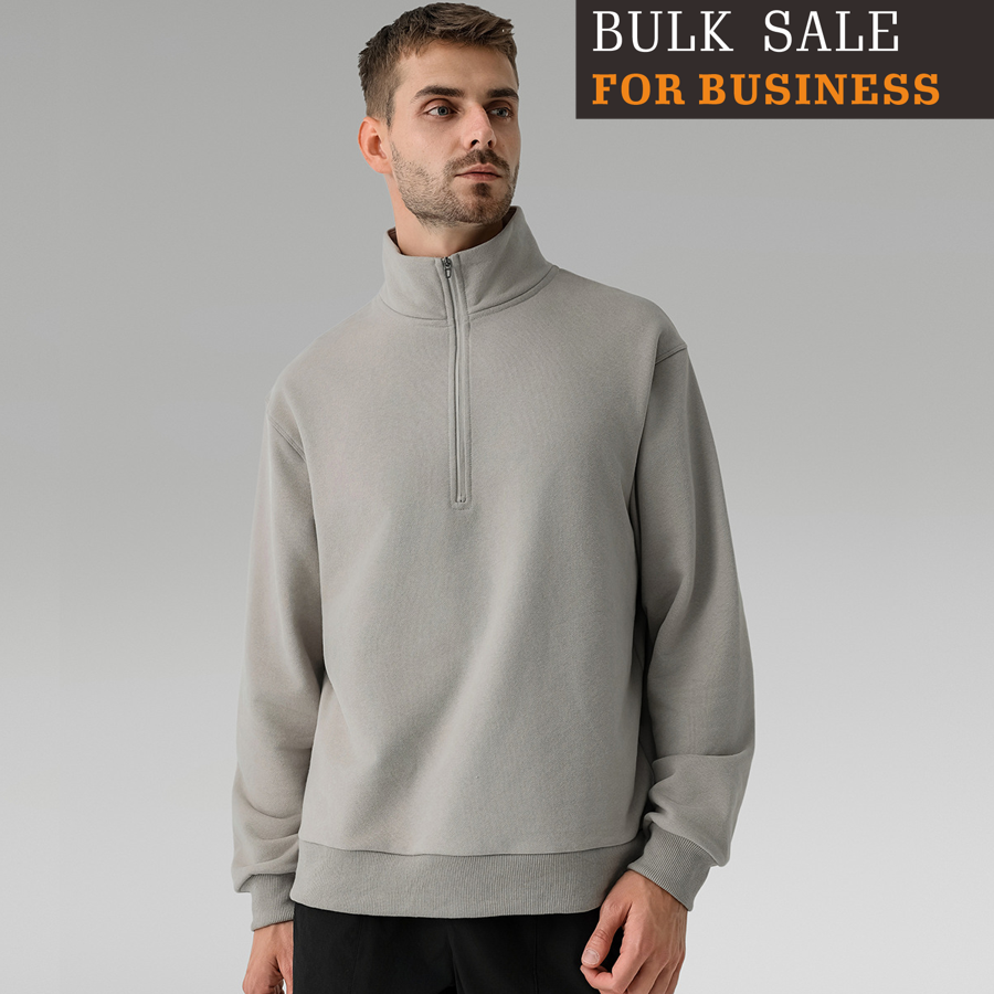 Men's fleece casual stand-up collar zip-up sweatshirt outdoor sports lulu-style top
