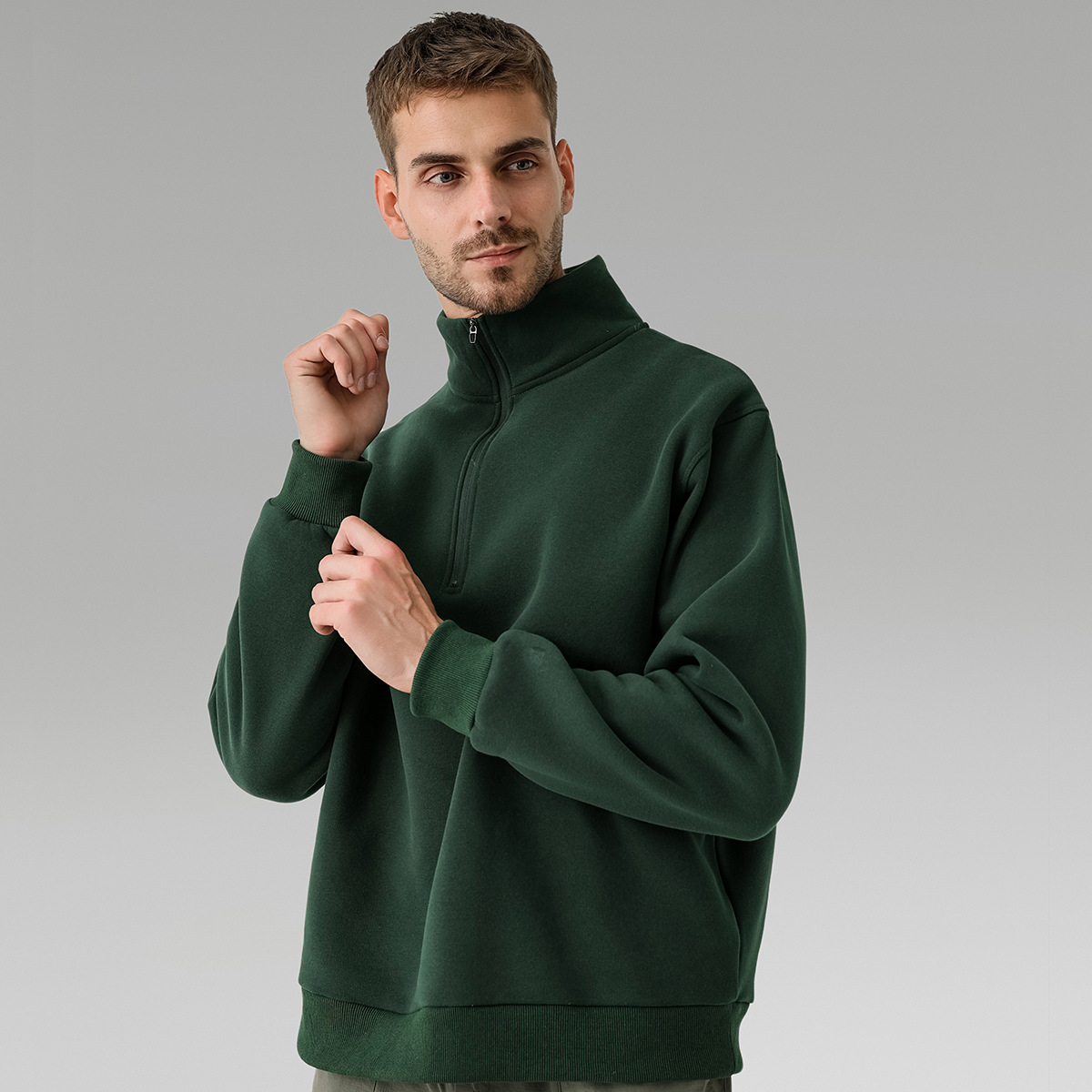 Men's fleece casual stand-up collar zip-up sweatshirt outdoor sports lulu-style top Men's fleece casual stand-up collar zip-up sweatshirt outdoor sports lulu-style top