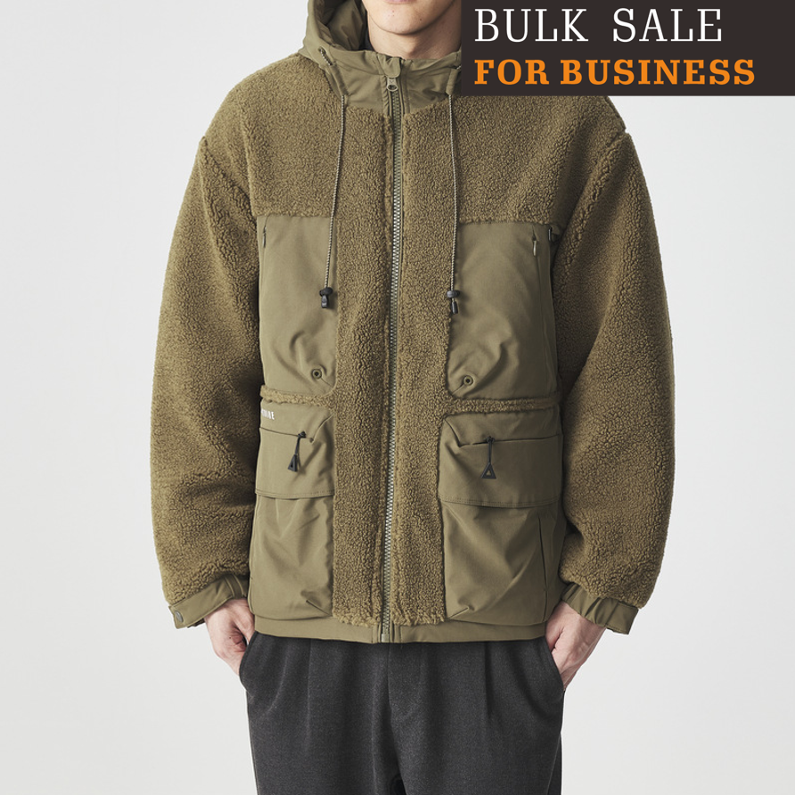 Polar fleece patchwork hooded jacket men's winter outdoor simple men's cotton clothing
