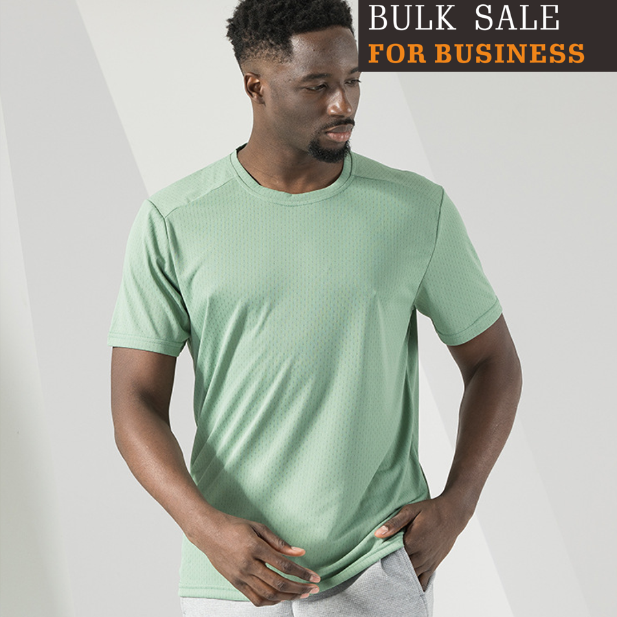 Quick-drying men's T-shirt jacquard mesh moisture-wicking for running sports