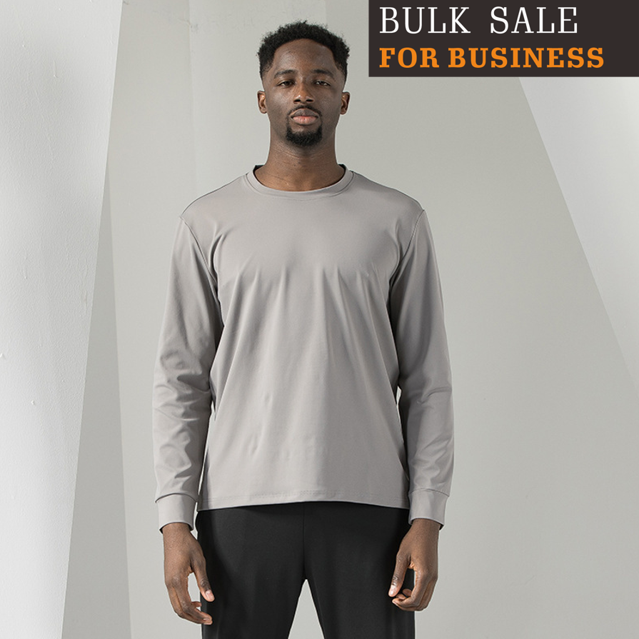 Long sleeve t-shirt round neck base shirt spring and autumn trend men's wear in stock