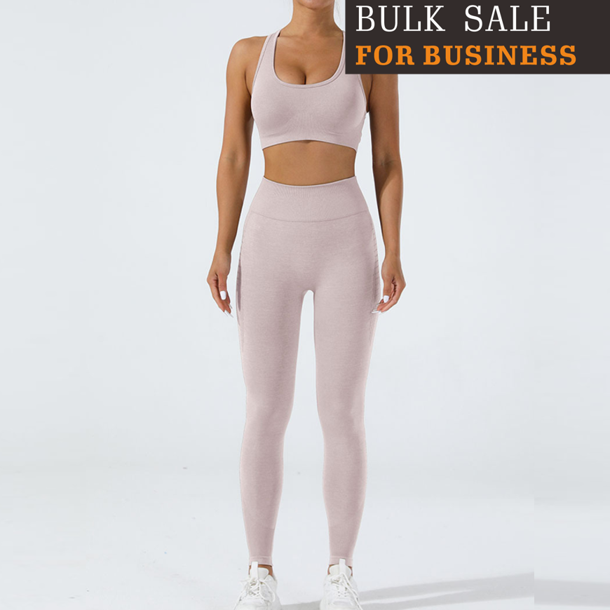 Super soft feel yoga suit set women's butt lift tight fitness wear open back sports bra set