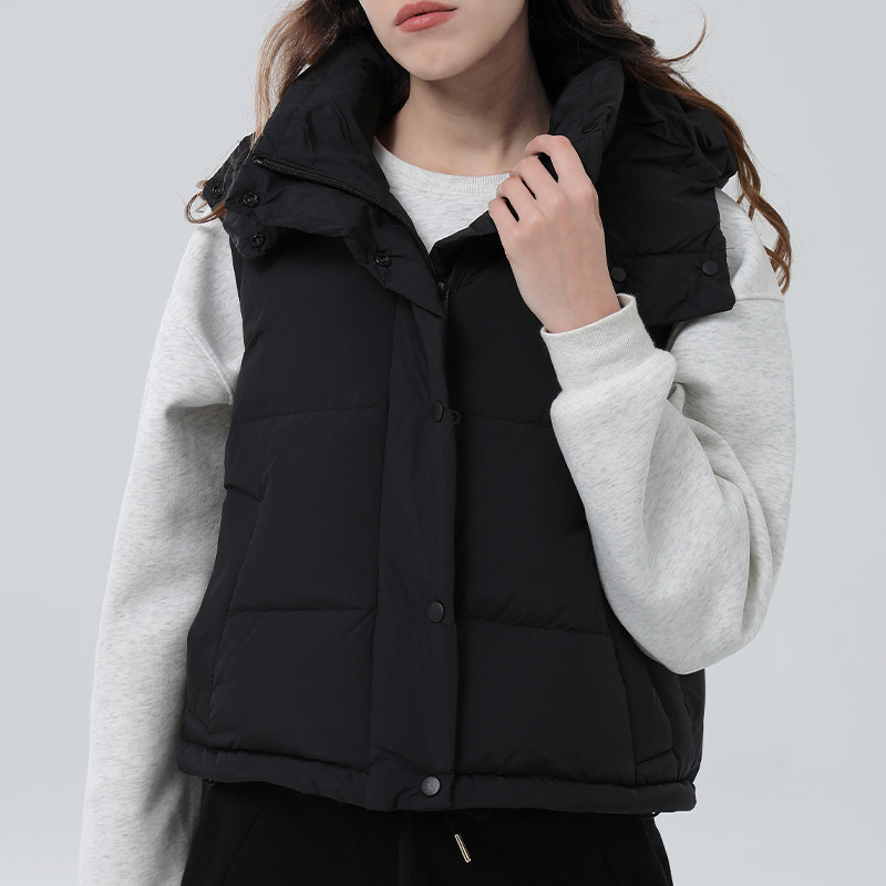 White duck down hooded vest cotton dress casual layered down jacket for women White duck down hooded vest cotton dress casual layered down jacket for women