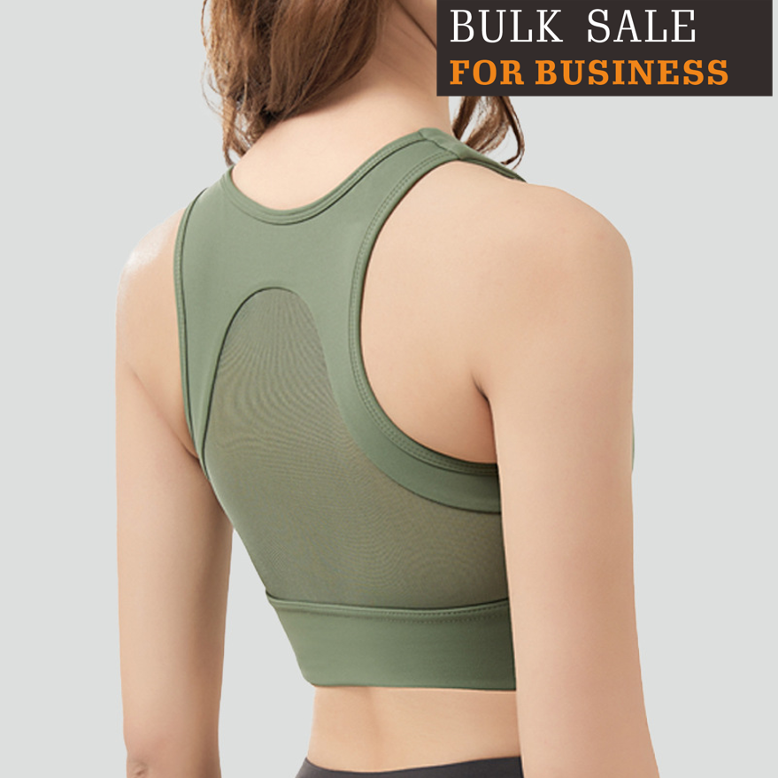 High support athleisure bra back mesh panels breathable quick-drying yoga wear underwear