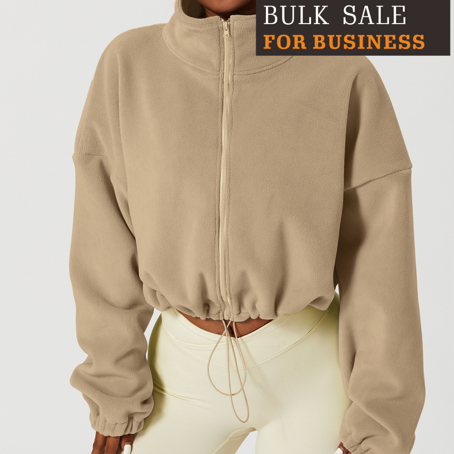 Outdoor sports coat women's autumn stand-up collar loose fleece warm casual jacket