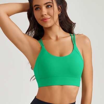 Women's slim strap sports bra with shock absorbing and comfortable moulded cup