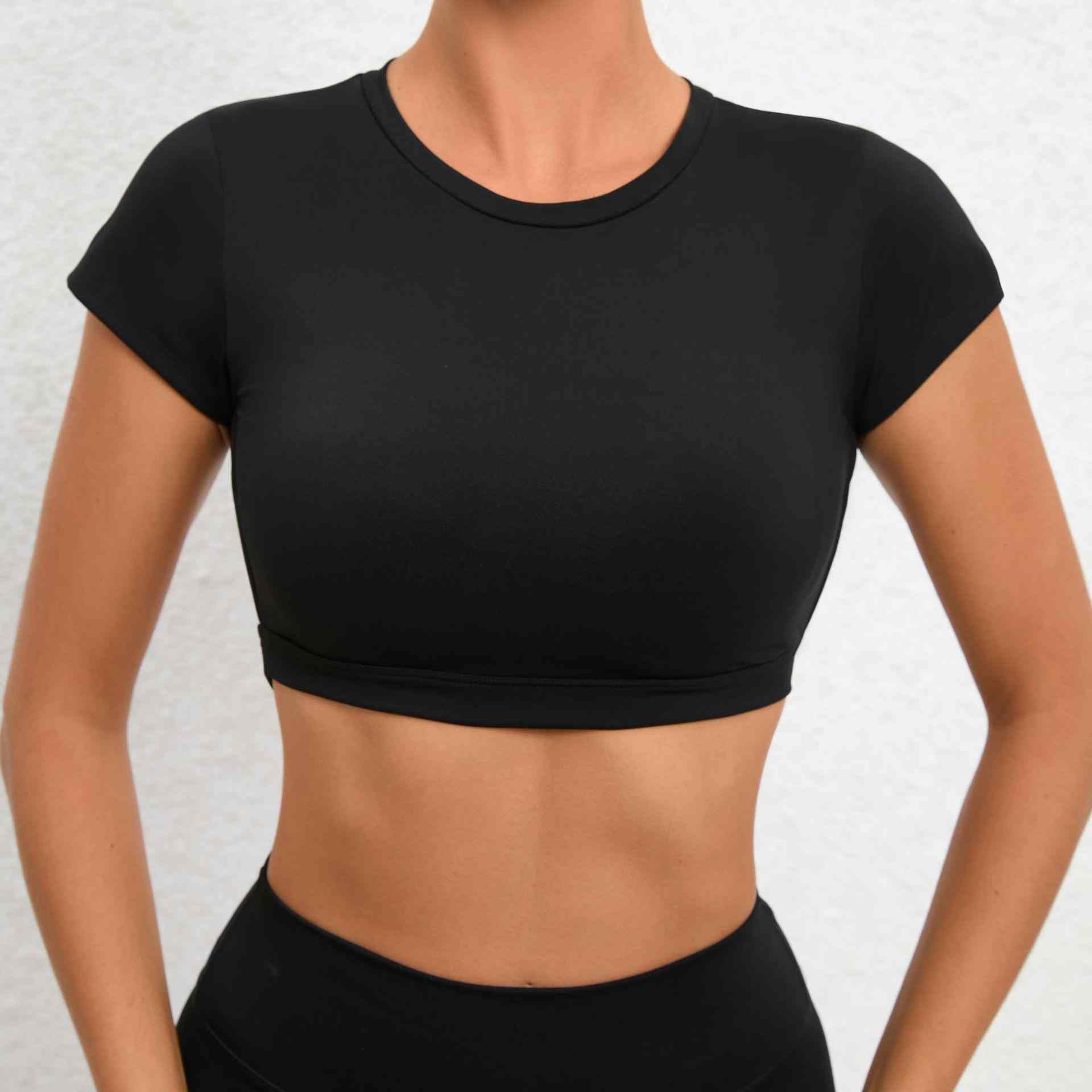 No pad yoga wear tight quick-drying sports yoga top outdoor running beauty back fitness T-shirt No pad yoga wear tight quick-drying sports yoga top outdoor running beauty back fitness T-shirt