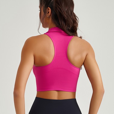 V-neck stand up collar nude sports bra shockproof running vest