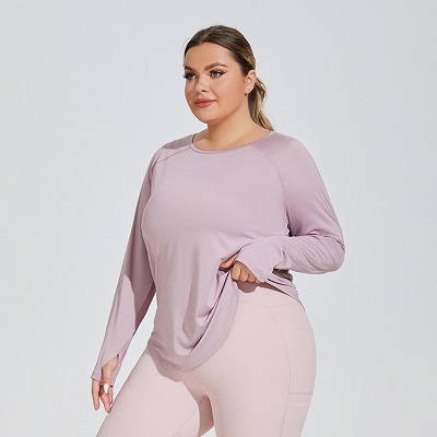 long sleeve workout shirts plus size running tops women's sportswear