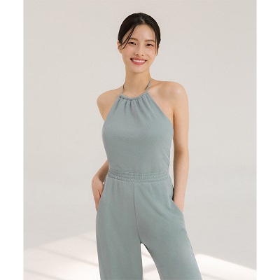 Hanging neck strap sexy backless one-piece yoga suit set wide leg Pilates suit