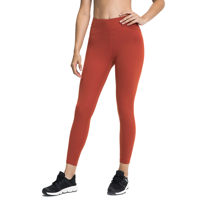 Big DiscountHigh Waisted Leggings With Pockets- DL041 cross waist tights–FITFEVER detail pictures