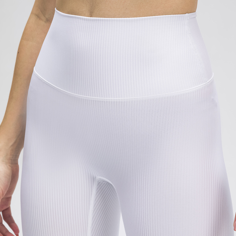 Best Price forPlus Size Camouflage Joggers- DL117 white ribbed high rise leging–FITFEVER detail pictures