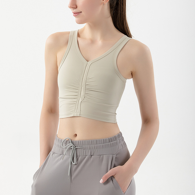 Factory wholesaleXxl Sports Bra- WX26 ruched vest with pads–FITFEVER detail pictures