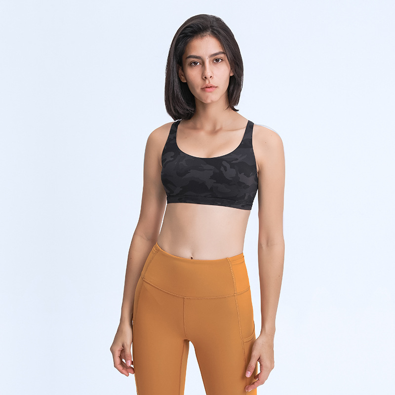 camo strappy sport bra