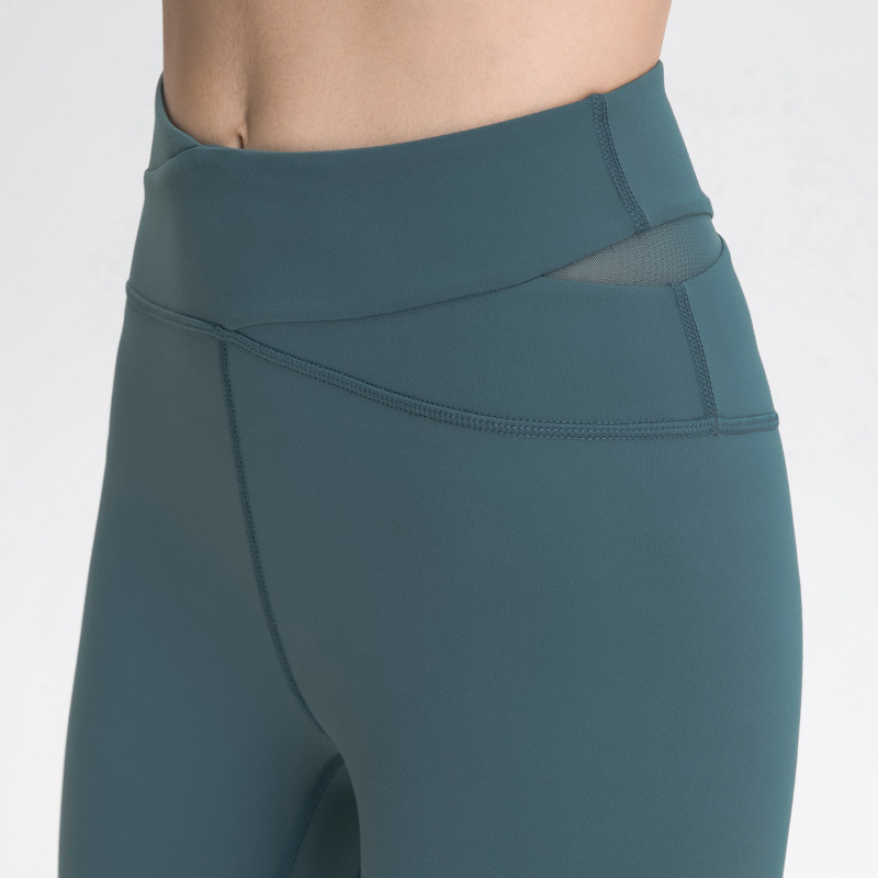 Big DiscountHigh Waisted Leggings With Pockets- DL041 cross waist tights–FITFEVER detail pictures