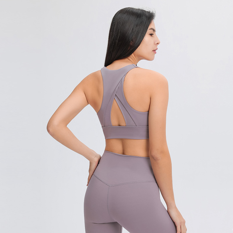 high neck mesh fitness bra