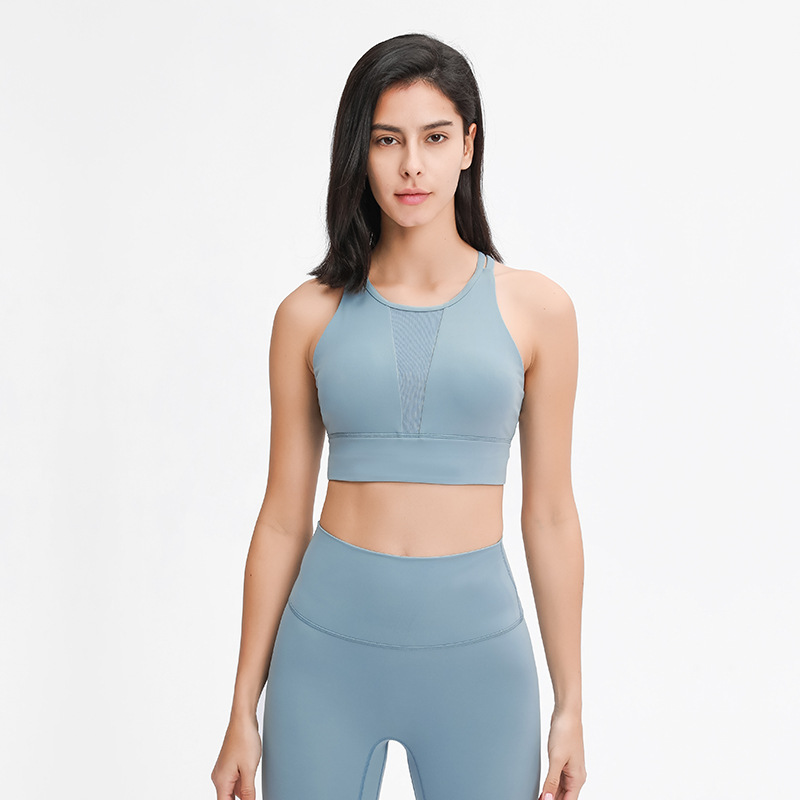 mesh cross back workout bra